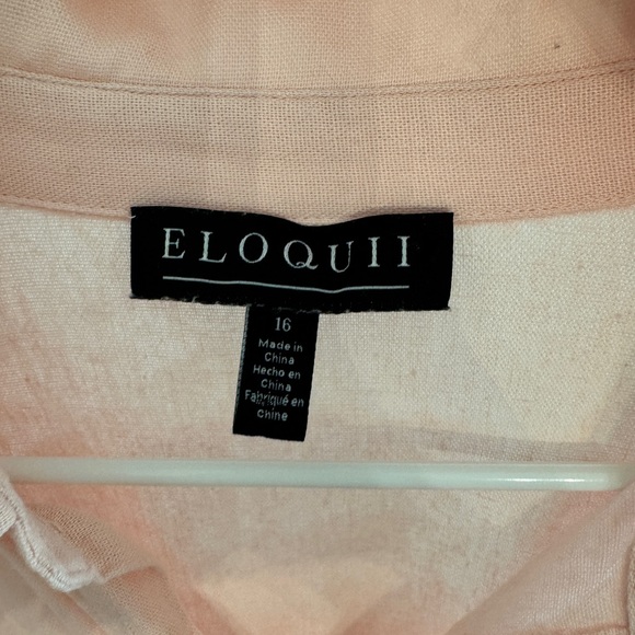 NWOT- Eloquii pink linen blend shirt dress - Picture 2 of 4
